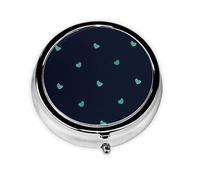Pilulier portable, joli fond bleu, mini boîte à pilules ronde, peut être mise dans un portefeuille, une poche, légère et pratique à 3 compartiments