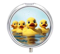 Pilulier portable mignon en caoutchouc jaune canard organisateur de pilules pour vitamines suppléments