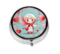 Pilulier portable, mignon garçon adorable, mini boîte à pilules ronde, peut être mise dans un portefeuille, poche, légère et pratique à 3 compartiments