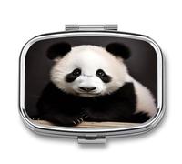 Pilulier portable mignon noir et blanc imprimé panda petite boîte à pilules portable pour contenir des vitamines, des médicaments, de l'huile de poisson et des compléments alimentaires