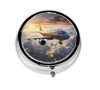 Pilulier portable, mini boîte à pilules ronde en forme d'avion, peut être mise dans un portefeuille, une poche, légère et pratique à 3 compartiments