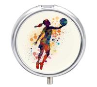 Pilulier portable - Motif fille de basket-ball - Petit pilulier quotidien - Organiseur de poche - Jolie boîte à médicaments