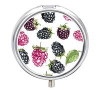 Pilulier portable - Motif fruits de mûre - Petit pilulier quotidien - Organiseur de poche - Joli pilulier