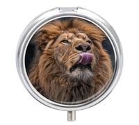 Pilulier portable - Motif lion qui sort la langue - Petit pilulier quotidien - Organiseur de poche - Joli pilulier