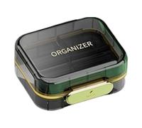 Pilulier portable - Organiseur hebdomadaire à 7 sections avec 7 emplacements, design compact, couvercle anti-fuite, durable, avec couvercle, distributeur de pilules, format de voyage pour valise, sac