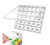 Pilulier portable - Organiseur rond compact de 30 jours pour le stockage des pilules - Appuyez pour ouvrir de grands compartiments - Organiseur de médicaments personnel pour homme et femme