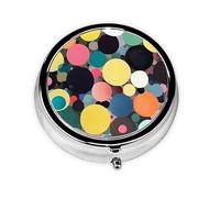 Pilulier portable, peinture abstraite de cercles, mini boîte à pilules ronde, peut être mise dans un portefeuille, poche, légère et pratique à 3 compartiments
