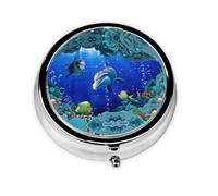 Pilulier portable personnalisable avec impression de dauphis du monde sous-marin avec mini pilulier compact et pratique pour ranger et organiser les pilules