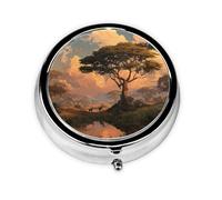 Pilulier portable personnalisé avec impression savane africaine, mini pilulier compact et pratique pour ranger et organiser les pilules