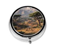 Pilulier portable personnalisé avec impression savane africaine, mini pilulier compact et pratique pour ranger et organiser les pilules