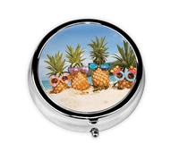 Pilulier portable personnalisé avec motif ananas fruits lunettes de soleil plage plage mini pilulier compact et pratique pour ranger et organiser les pilules