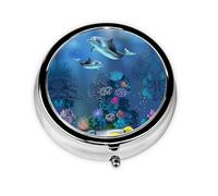 Pilulier portable personnalisé avec motif dauphins du monde sous-marin avec mini pilulier compact et pratique pour ranger et organiser les pilules