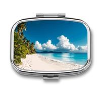 Pilulier portable, pilulier de voyage, 7 jours, blanc, plage, tropicale, médecine de la mer, organisateur de médicaments à 2 compartiments pour vitamines, médicaments, huile de poisson et compléments