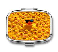 Pilulier portable, pilulier de voyage 7 jours en caoutchouc jaune avec lunettes de soleil, organiseur de médicaments à 2 compartiments pour vitamines, médicaments, huile de poisson et compléments