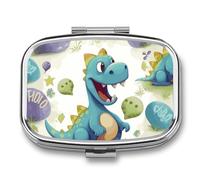 Pilulier portable, pilulier de voyage 7 jours, organiseur de médicaments en forme de dinosaure mignon à 2 compartiments pour vitamines, médicaments, huile de poisson et compléments alimentaires
