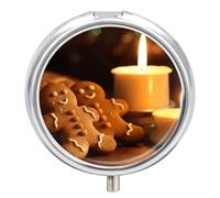 Pilulier portable pour bougies et pain d'épice - Pilulier de voyage pour homme - Petit pilulier quotidien - Pilulier de poche - Joli étui à pilules