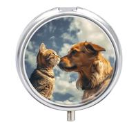 Pilulier portable pour chien et chat face à face - Petit pilulier quotidien - Pilulier de poche - Joli étui à pilules