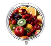 Pilulier portable pour fruits et légumes frais - Pilulier de voyage pour poche ou sac à main - Pilulier avec miroir - 3 compartiments - Organiseur quotidien pour médicaments
