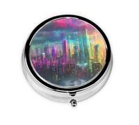 Pilulier portable pour les déplacements, boîte à pilules ronde holographique, tient dans votre poche de sac à main, boîte à pilules légère à 3 compartiments