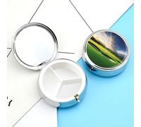 Pilulier portable pour parcours de golf - Pilulier de voyage pour poche ou sac à main - Pilulier de médicaments avec miroir - 3 compartiments - Organiseur quotidien pour médicaments