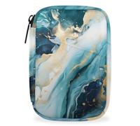 Pilulier portable pour sac à main, pilulier de voyage pour 7 jours, organiseur personnel à fermeture éclair pour vitamines, supplément (marbre bleu)