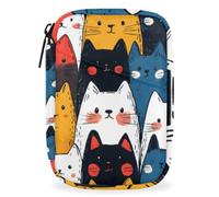 Pilulier portable pour sac à main, pilulier de voyage pour 7 jours, organiseur personnel à fermeture éclair pour vitamines, supplément (chats mignons)