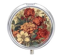 Pilulier portable rétro aux couleurs des fleurs - Joli pilulier pour vitamines et suppléments