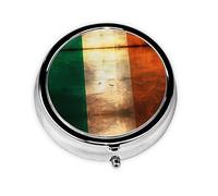 Pilulier portable rétro drapeau irlandais mini boîte à pilules ronde, peut être mis dans un portefeuille, poche, léger et pratique 3 compartiments