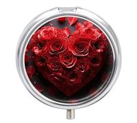 Pilulier portable rose rouge mignon organisateur de pilules pour vitamines suppléments