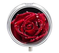 Pilulier portable rose rouge mignon organisateur de pilules pour vitamines suppléments