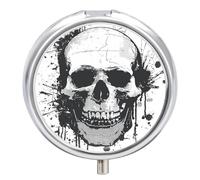 Pilulier portable simple avec motif tête de mort pour suppléments vitaminés