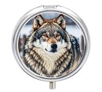 Pilulier portable - Style ferme d'hiver - Loup - Petit pilulier quotidien - Pilulier de poche