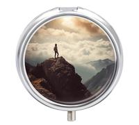 Pilulier portable « Woman on A Top Mountain » - Joli pilulier pour vitamines et suppléments