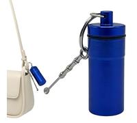 Pilulier porte-clés | avec cuillère en métal | Porte-pilules de poche porte-clés pour suppléments d'huile de poisson, bijoux adultes, hommes, femmes, travail quotidien, voyage, randonnée, camping