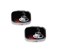 Pilulier pour café chaud avec grains de café, 2 compartiments, petit pilulier de voyage, pilulier portable, cadeau parfait pour toute personne dans le besoin