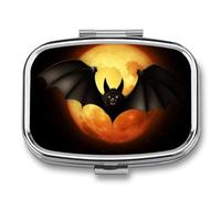 Pilulier pour chauve-souris d'Halloween avec 2 compartiments, pilulier carré portable, pilulier de vitamines pour poche, sac à main et voyage