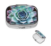 Pilulier pour plantes succulentes à 2 compartiments, petite boîte à pilules pour sac à main et poche, pilulier en métal avec miroir, organisateur de pilules de voyage quotidien, support portable pour