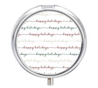 Pilulier quotidien à 3 compartiments, petite boîte à pilules de voyage portable avec miroir, mini pilulier pour poche de sac à main, organiseur de médicaments en métal - Vert et rouge Happy Holidays