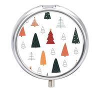Pilulier quotidien à 3 compartiments, petite boîte à pilules de voyage portable avec miroir, mini pilulier pour poche de sac à main, organiseur de médicaments en métal - Arbres d'hiver lignes, art