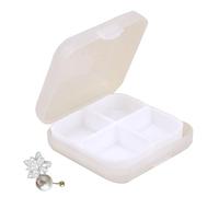 Pilulier quotidien - Pilulier de voyage compact avec couvercle sécurisé pour les compléments alimentaires ou les ordonnances, design portable à quatre sections avec étui transparent, rangement pour