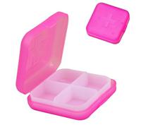 Pilulier quotidien - Pilulier de voyage compact avec couvercle sécurisé pour vitamines, suppléments ou ordonnances, conception portable en quatre sections avec étui transparent, stockage de pilules po