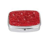 Pilulier quotidien portable à 2 compartiments, petit pilulier de voyage pour sac à main ou poche, pilules de vitamines (rouge)