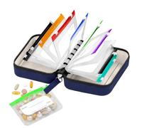 Pilulier | Rangement hebdomadaire avec 14 sacs à code couleur | Sacs à pilules pour femme - Supplément d'huiles de poisson - Travail à domicile - Vacation Office