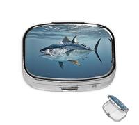 Pilulier rectangulaire avec 3 compartiments pour organiser le thon rouge Thunnus - Petit pilulier étanche - Petit pilulier de voyage pour planificateur de médicaments