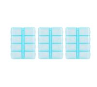 Pilulier rectangulaire en plastique bleu, 3 compartiments, 8 compartiments, 7 jours.