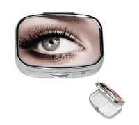 Pilulier rétro à 2 compartiments avec miroir - Blanc - Petit pilulier pour sac à main ou poche - Organisateur décoratif en métal pour médicaments et vitamines - Cadeau unique