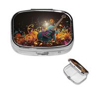Pilulier rétro à 2 compartiments avec miroir - Fond musical - Petit pilulier pour sac à main ou poche - Organisateur décoratif en métal pour médicaments et vitamines - Cadeaux uniques
