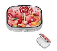 Pilulier rétro à 2 compartiments avec miroir - Petit pilulier pour sac à main ou poche - Organisateur décoratif en métal pour médicaments et vitamines - Cadeau unique