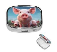 Pilulier rétro à 2 compartiments avec miroir - Petit pilulier souriant pour sac à main ou poche - Organisateur décoratif en métal pour médicaments et vitamines - Cadeau unique
