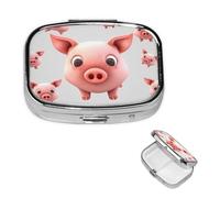 Pilulier rétro à 2 compartiments avec miroir - Petit pilulier souriant pour sac à main ou poche - Organisateur décoratif en métal pour médicaments et vitamines - Cadeau unique